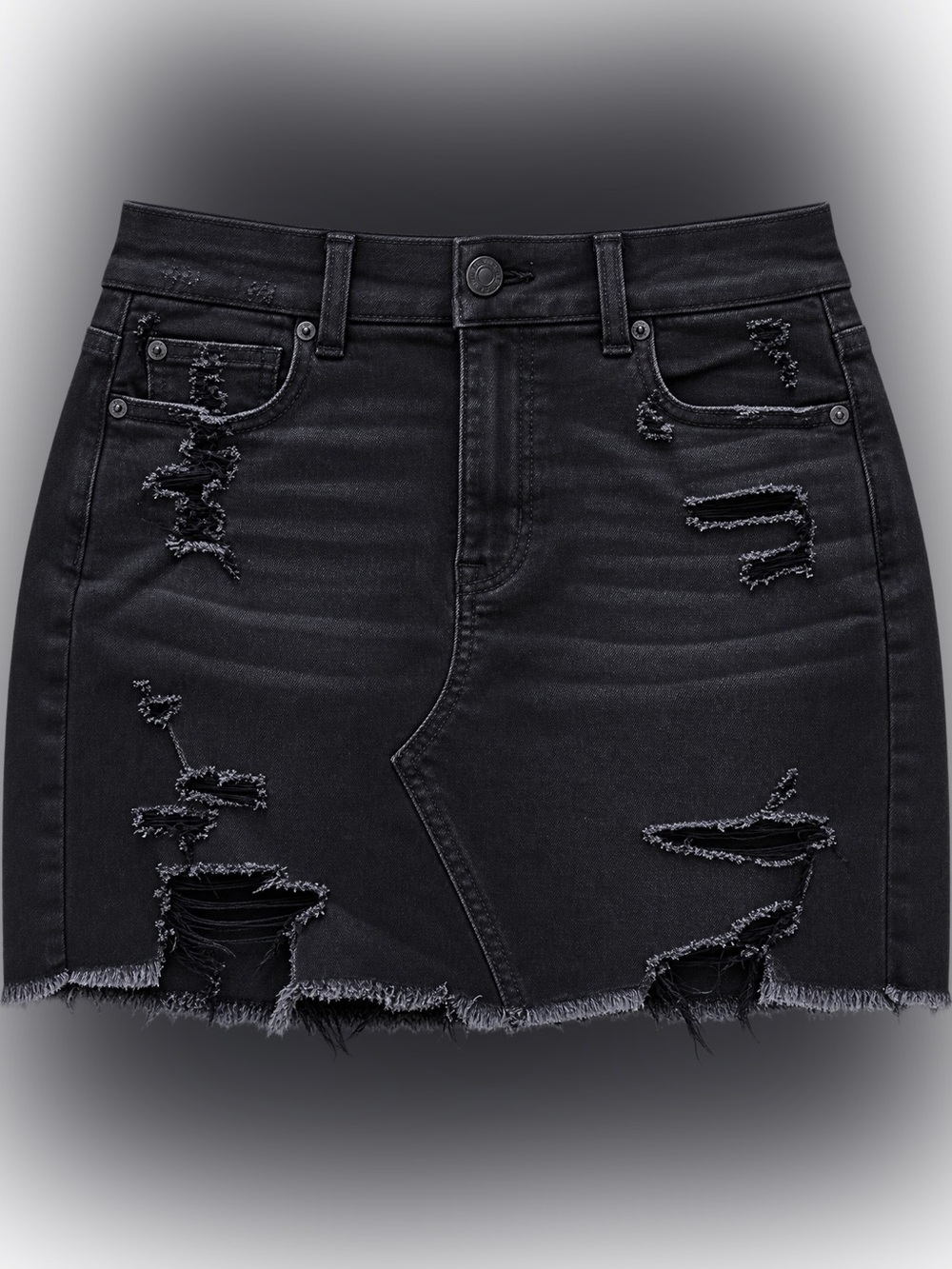 American Eagle NWT Distressed Black Denim Skirt